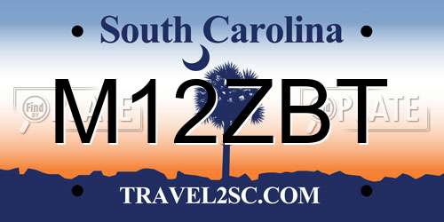 M12ZBT South Carolina License Plate