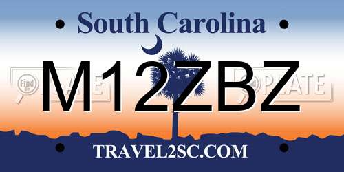 M12ZBZ South Carolina License Plate