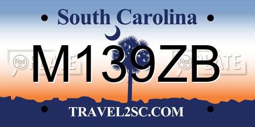 M139ZB South Carolina License Plate