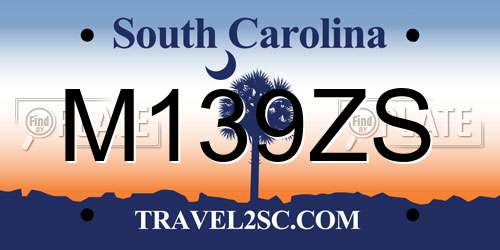 M139ZS South Carolina License Plate