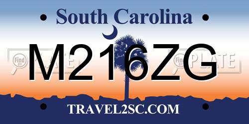 M216ZG South Carolina License Plate