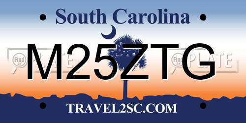 M25ZTG South Carolina License Plate