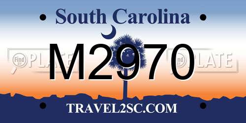 M2970 South Carolina License Plate