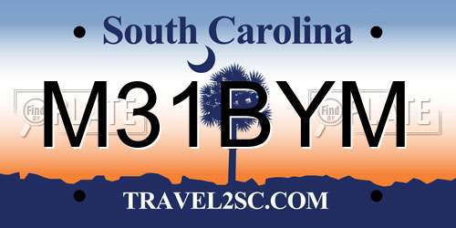 M31BYM South Carolina License Plate
