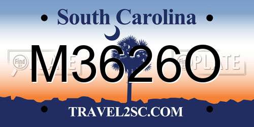 M3626O South Carolina License Plate