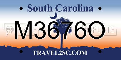 M3676O South Carolina License Plate