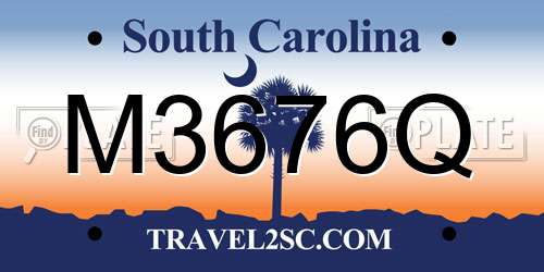 M3676Q South Carolina License Plate