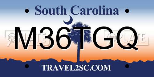 M36TGQ South Carolina License Plate
