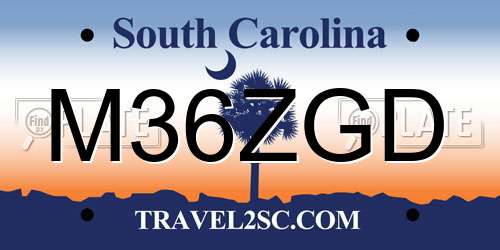 M36ZGD South Carolina License Plate