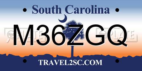 M36ZGQ South Carolina License Plate