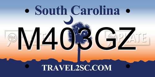 M403GZ South Carolina License Plate