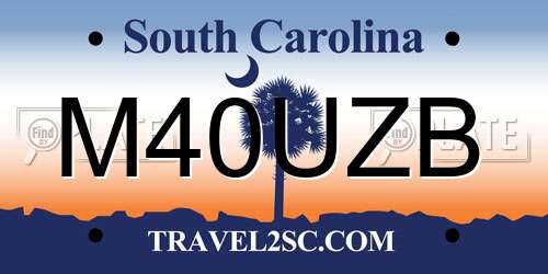 M40UZB South Carolina License Plate