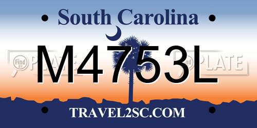 M4753L South Carolina License Plate