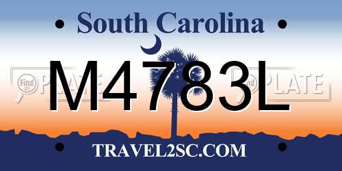 M4783L South Carolina License Plate