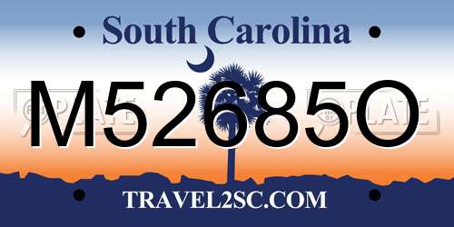 M52685O South Carolina License Plate