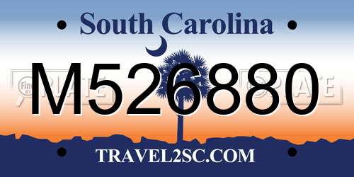 M526880 South Carolina License Plate