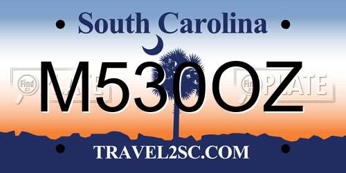M530OZ South Carolina License Plate