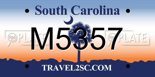 M5357 South Carolina License Plate