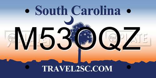 M53OQZ South Carolina License Plate