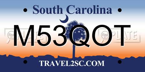 M53QOT South Carolina License Plate