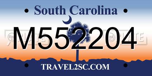 M552204 South Carolina License Plate