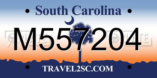 M557204 South Carolina License Plate