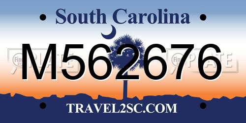 M562676 South Carolina License Plate