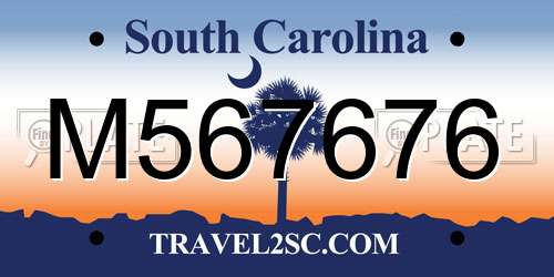 M567676 South Carolina License Plate
