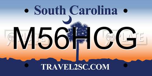 M56HCG South Carolina License Plate