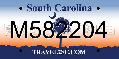 M582204 South Carolina License Plate