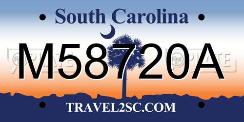 M58720A South Carolina License Plate