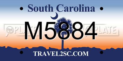 M5884 South Carolina License Plate
