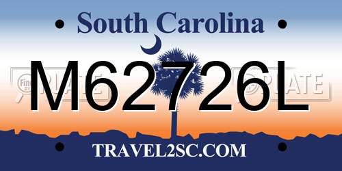 M62726L South Carolina License Plate