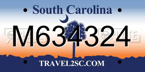 M634324 South Carolina License Plate