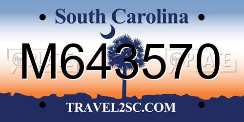 M643570 South Carolina License Plate
