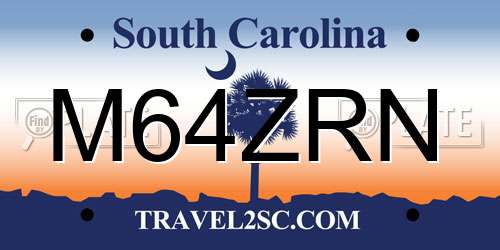 M64ZRN South Carolina License Plate