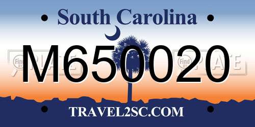M650020 South Carolina License Plate