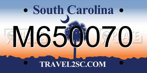M650070 South Carolina License Plate