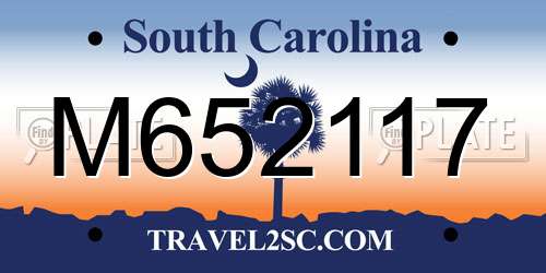 M652117 South Carolina License Plate