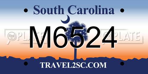 M6524 South Carolina License Plate