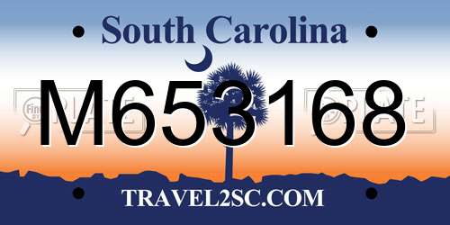 M653168 South Carolina License Plate