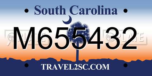 M655432 South Carolina License Plate