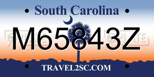 M65843Z South Carolina License Plate