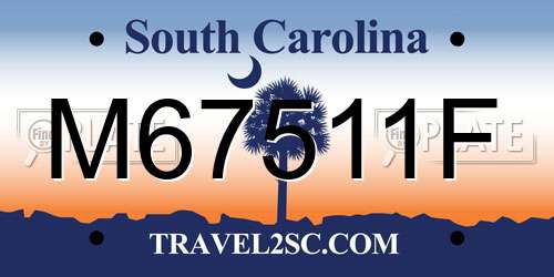 M67511F South Carolina License Plate