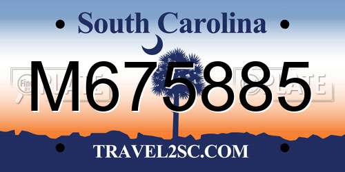 M675885 South Carolina License Plate