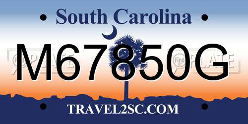 M67850G South Carolina License Plate