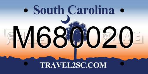 M680020 South Carolina License Plate