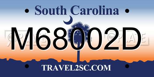 M68002D South Carolina License Plate