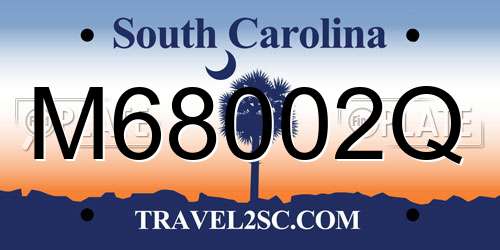 M68002Q South Carolina License Plate