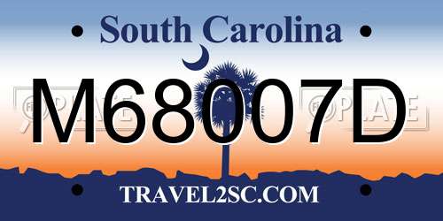 M68007D South Carolina License Plate